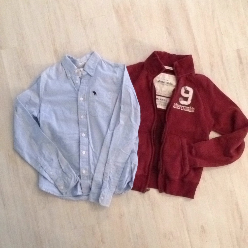 Long sleeve button down and full zip sweatshirt